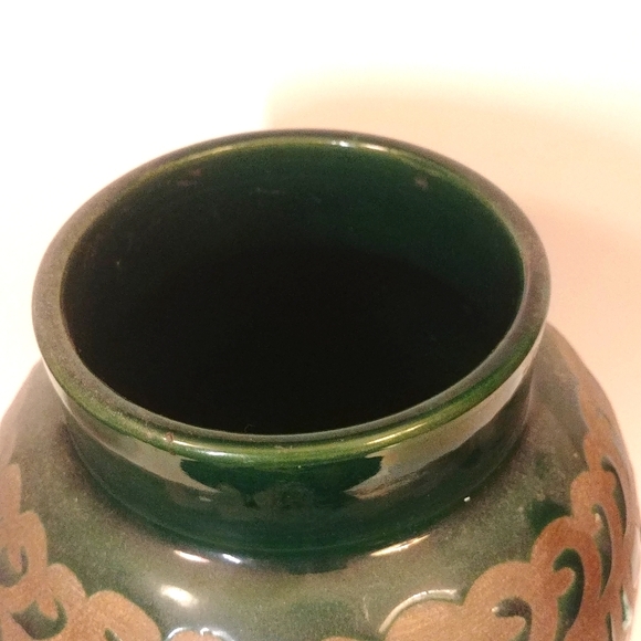 MCM Green Glazed Studio Pottery Ceramic Texture Vase Italy Fratelli Fanciullassi - Picture 2 of 6